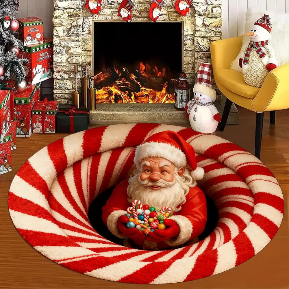 Taillod Christmas Theme Santa 3D Effect Rug