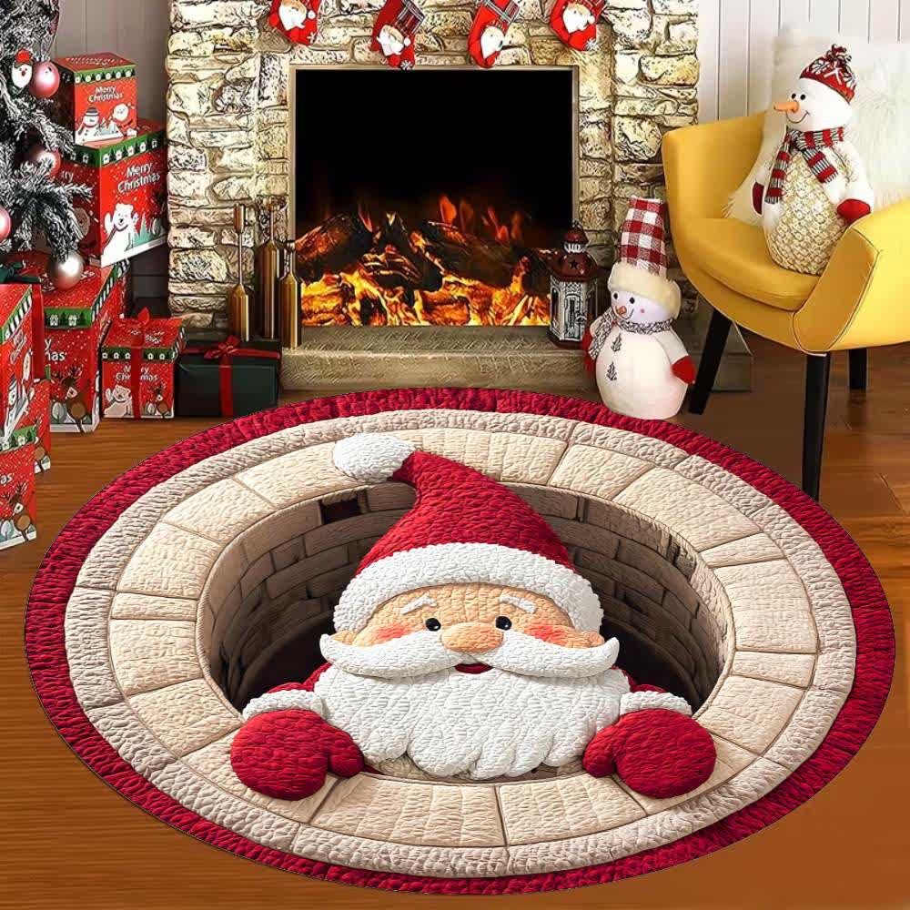 Taillod Christmas Theme Santa 3D Effect Rug
