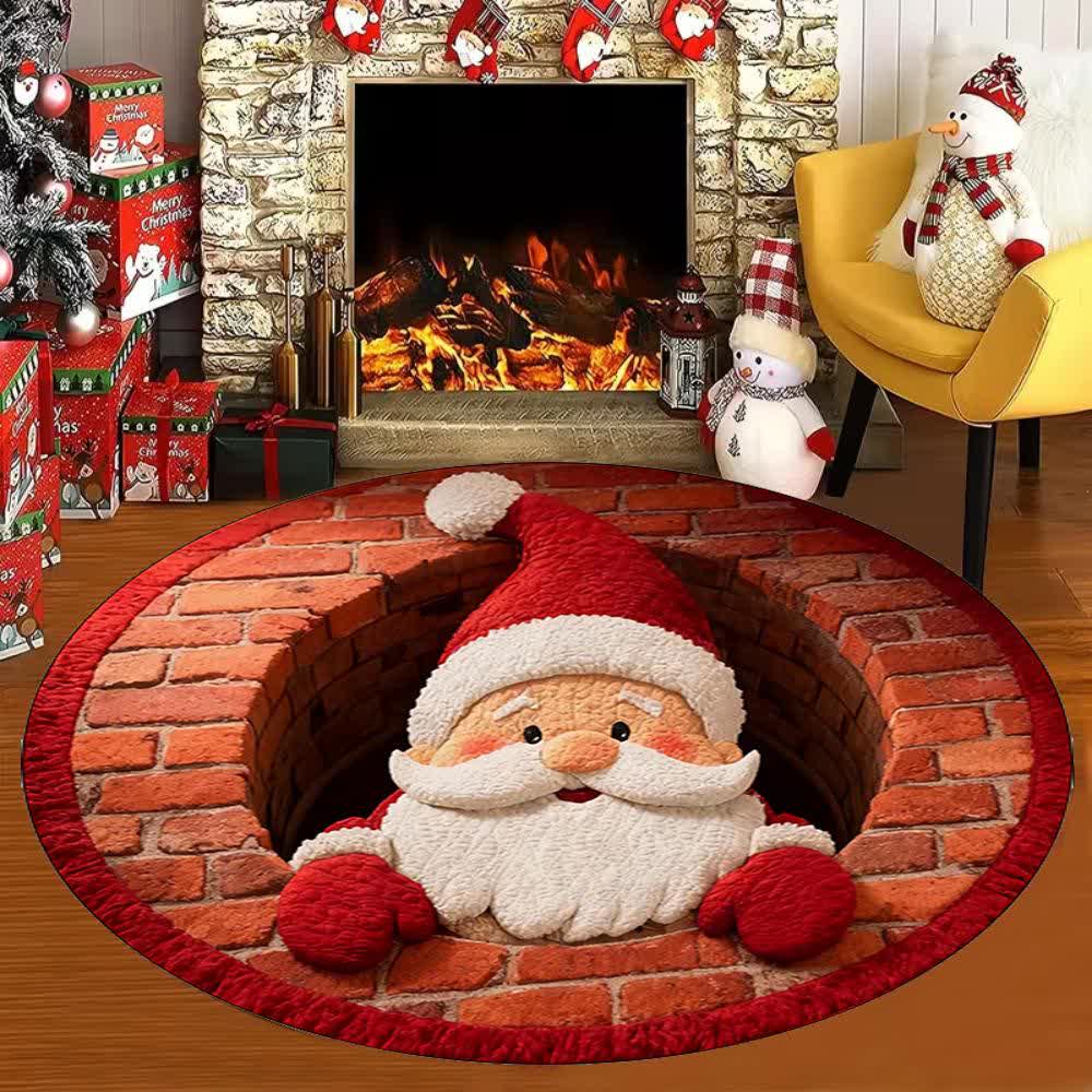 Taillod Christmas Theme Santa 3D Effect Rug