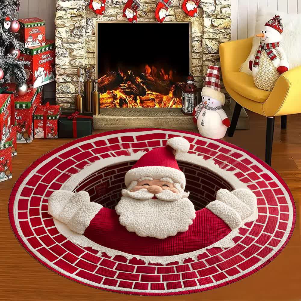 Taillod Christmas Theme Santa 3D Effect Rug