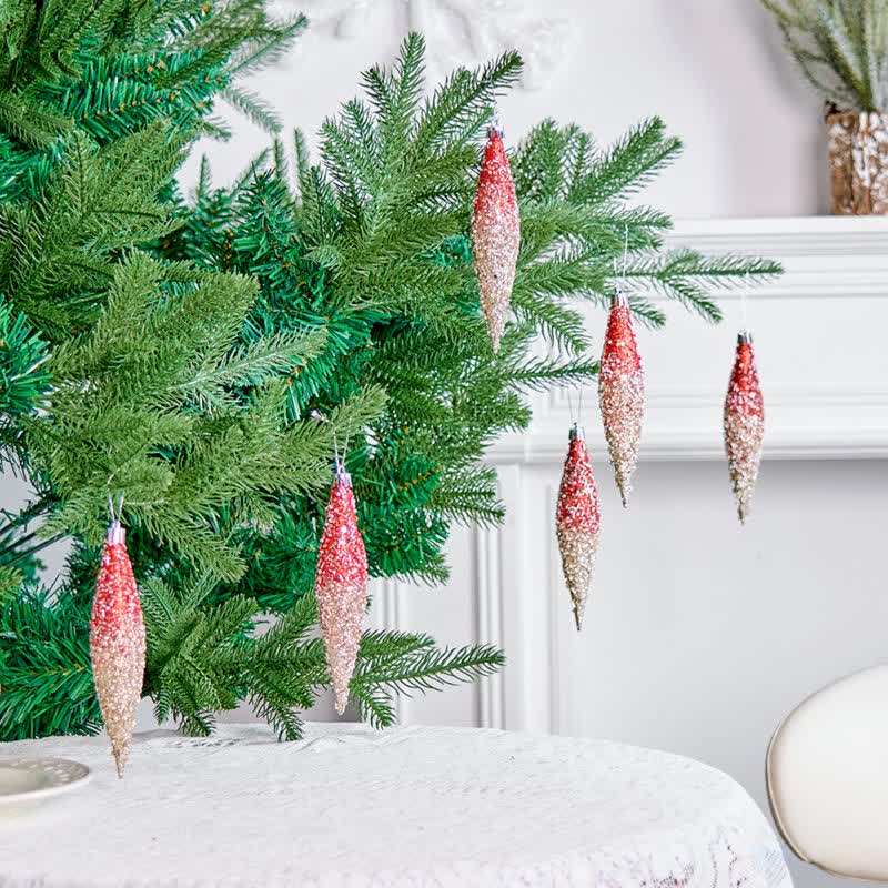 Taillod Gradient Glitter Christmas Tree Ornament Set