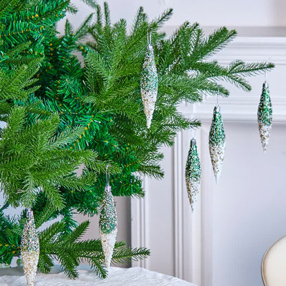 Taillod Gradient Glitter Christmas Tree Ornament Set