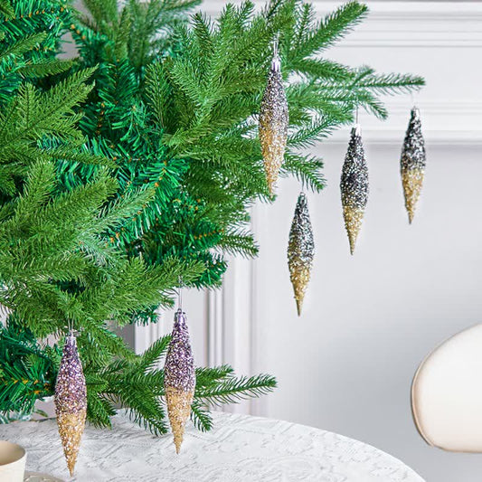 Taillod Gradient Glitter Christmas Tree Ornament Set