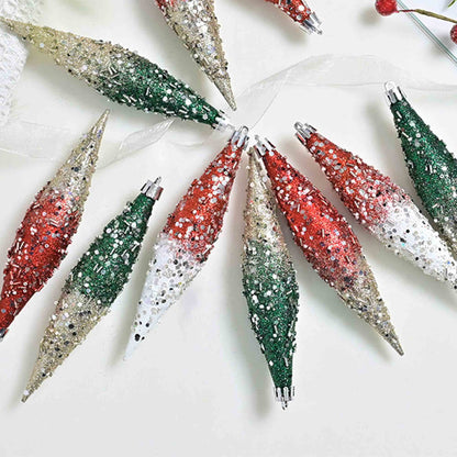Taillod Gradient Glitter Christmas Tree Ornament Set