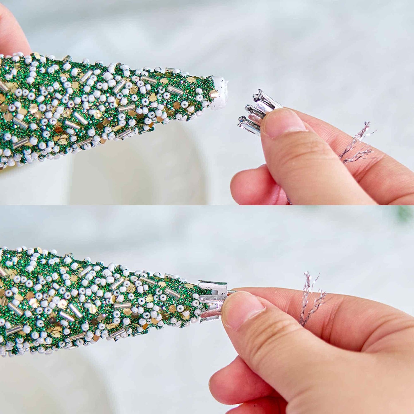 Taillod Gradient Glitter Christmas Tree Ornament Set