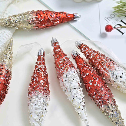 Taillod Gradient Glitter Christmas Tree Ornament Set