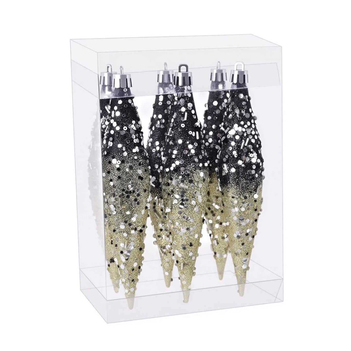 Taillod Gradient Glitter Christmas Tree Ornament Set