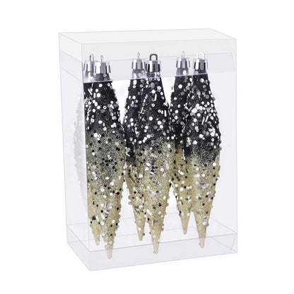 Taillod Gradient Glitter Christmas Tree Ornament Set