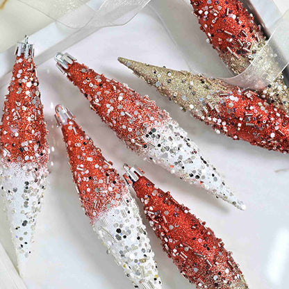 Taillod Gradient Glitter Christmas Tree Ornament Set