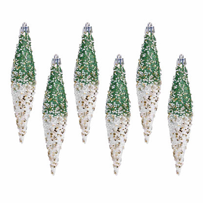 Taillod Gradient Glitter Christmas Tree Ornament Set