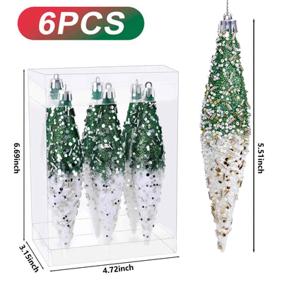 Taillod Gradient Glitter Christmas Tree Ornament Set