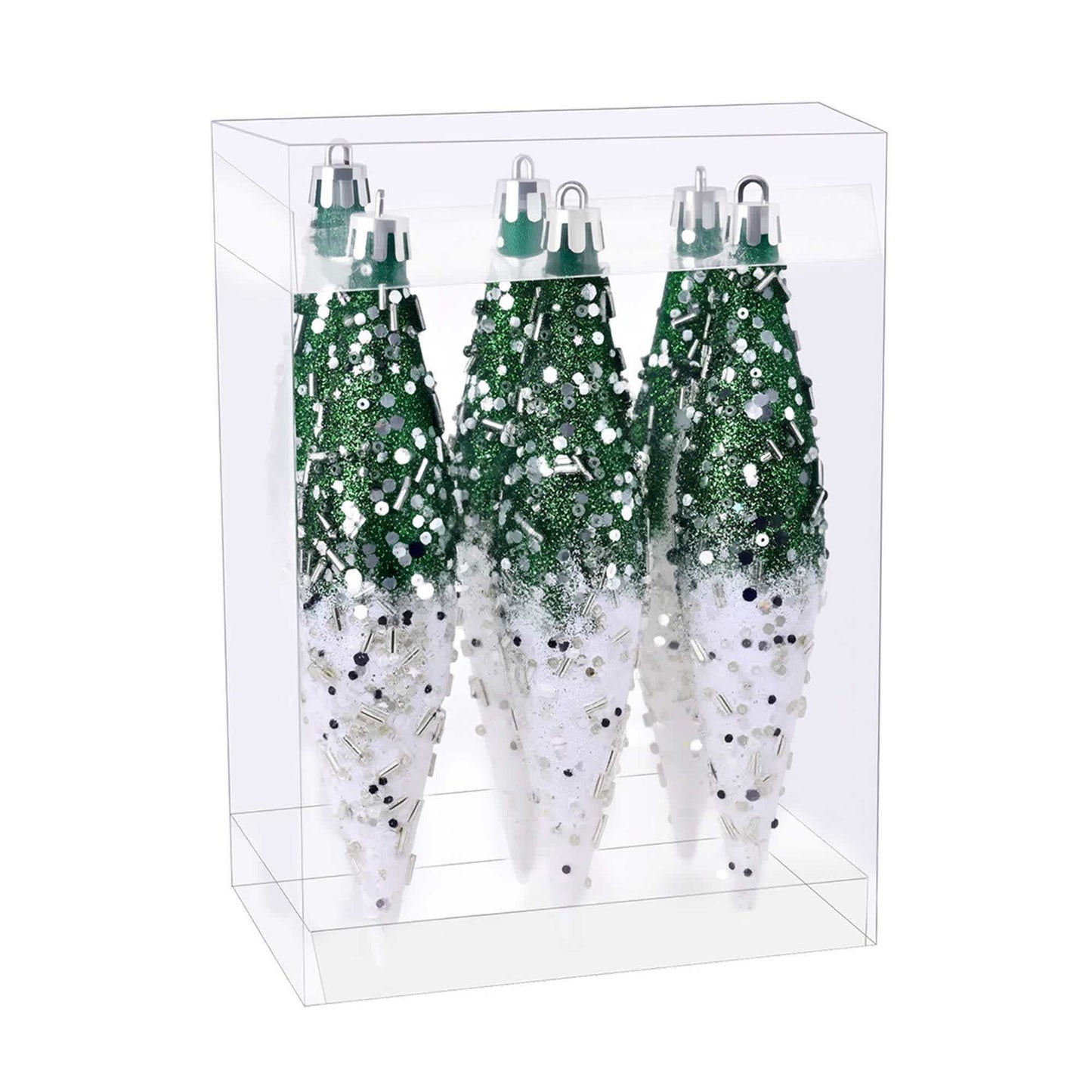 Taillod Gradient Glitter Christmas Tree Ornament Set
