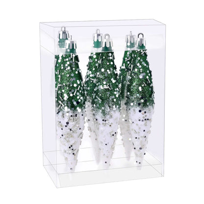 Taillod Gradient Glitter Christmas Tree Ornament Set