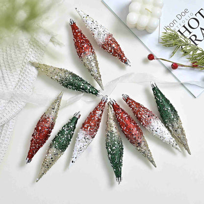 Taillod Gradient Glitter Christmas Tree Ornament Set