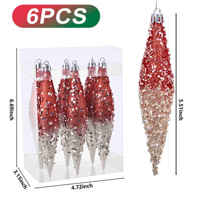 Taillod Gradient Glitter Christmas Tree Ornament Set