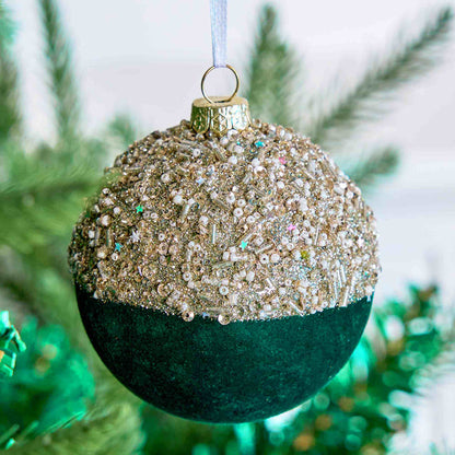 Taillod Christmas Velvet Balls With Glitter Accents