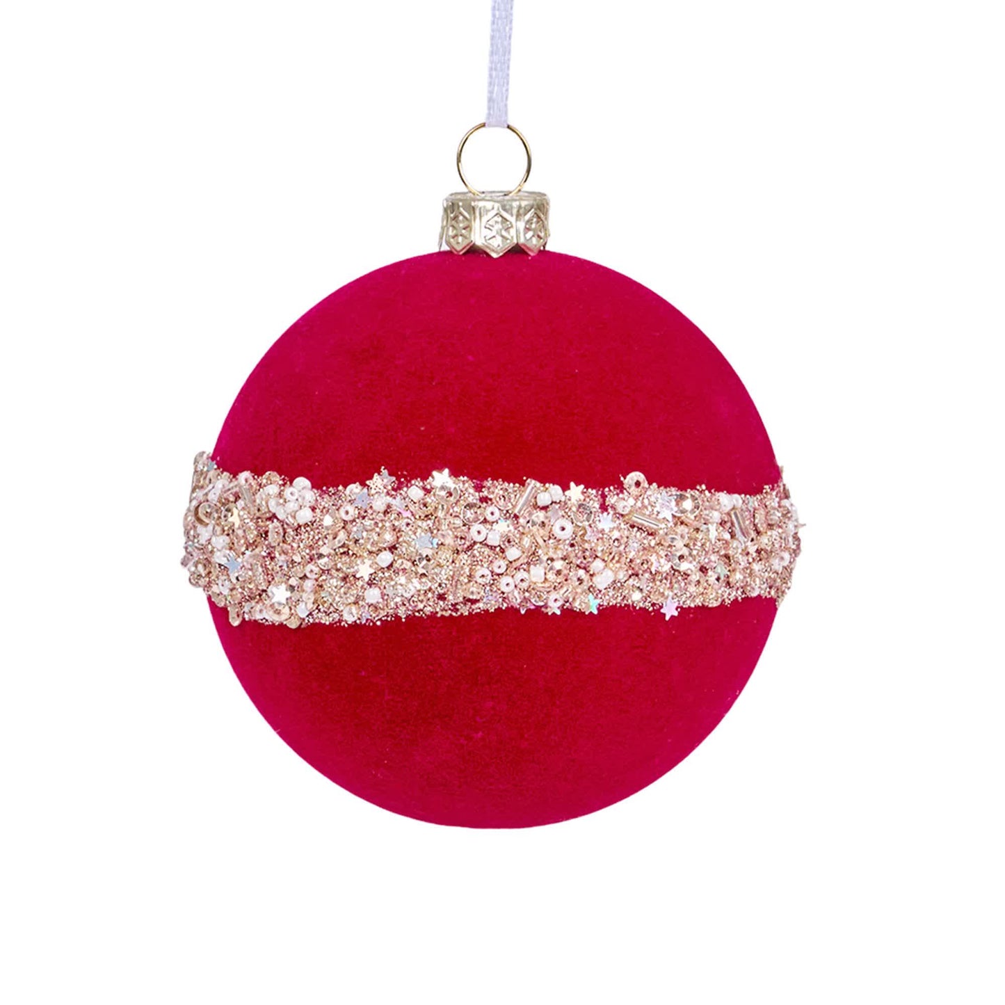 Taillod Christmas Velvet Balls With Glitter Accents