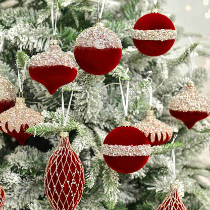Taillod Christmas Velvet Balls With Glitter Accents