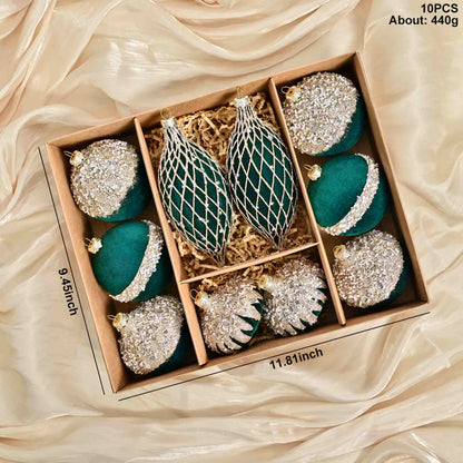 Taillod Christmas Velvet Balls With Glitter Accents