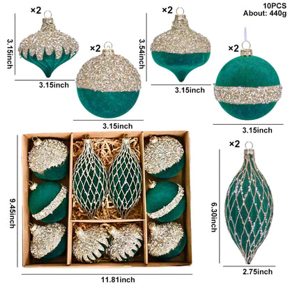 Taillod Christmas Velvet Balls With Glitter Accents