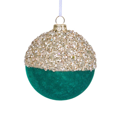 Taillod Christmas Velvet Balls With Glitter Accents