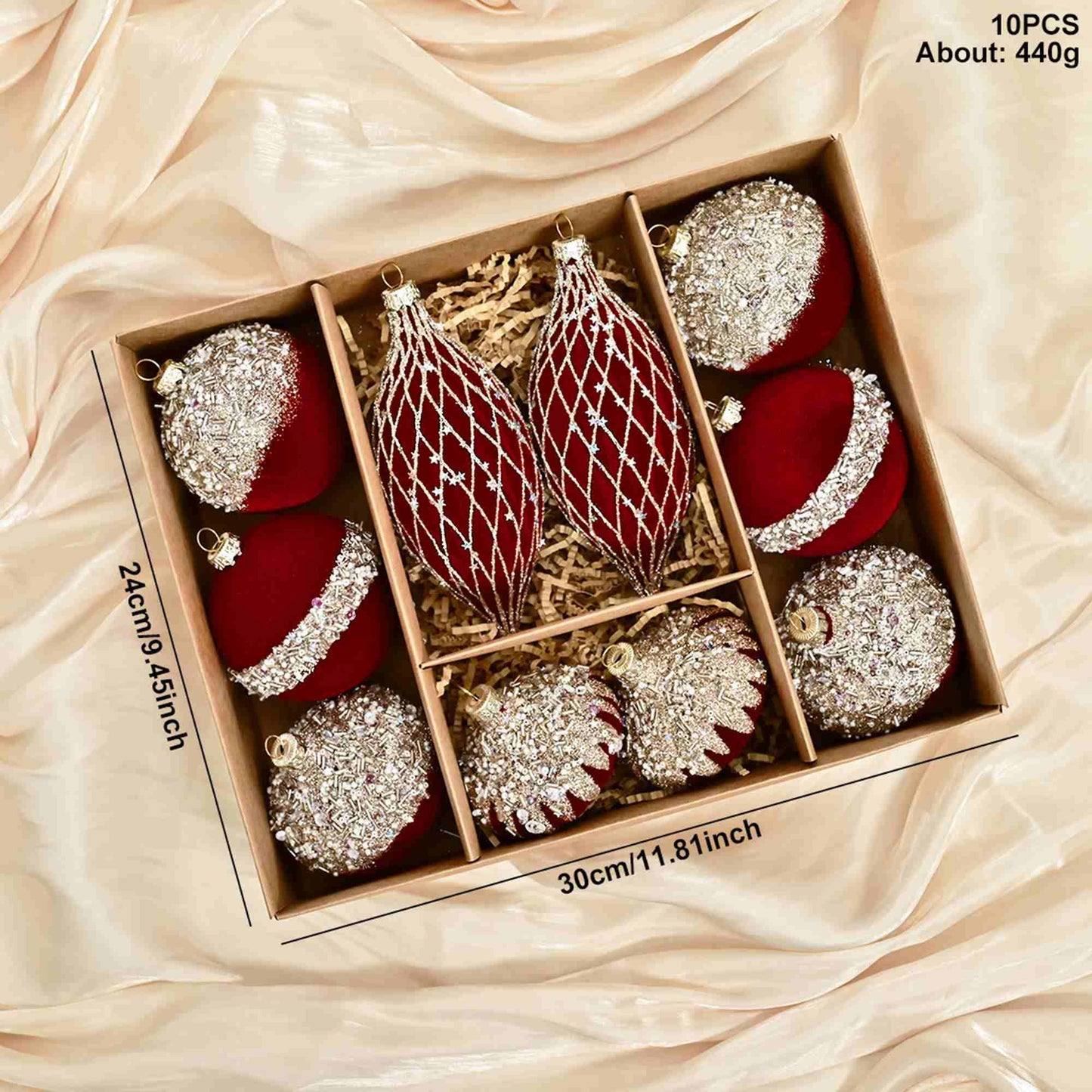 Taillod Christmas Velvet Balls With Glitter Accents