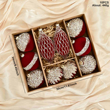 Taillod Christmas Velvet Balls With Glitter Accents