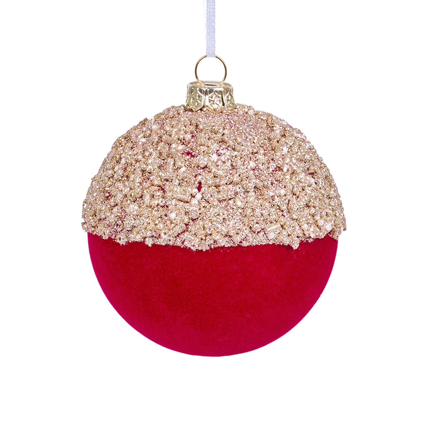 Taillod Christmas Velvet Balls With Glitter Accents