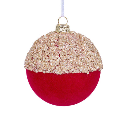 Taillod Christmas Velvet Balls With Glitter Accents