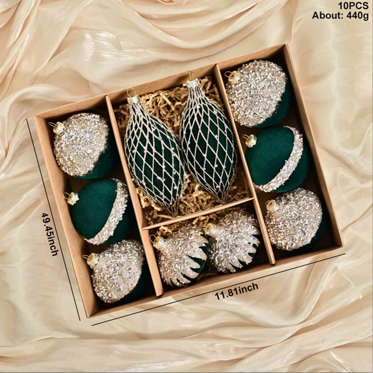 Taillod Christmas Velvet Balls With Glitter Accents