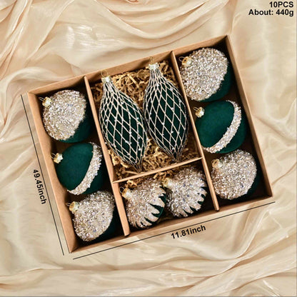 Taillod Christmas Velvet Balls With Glitter Accents