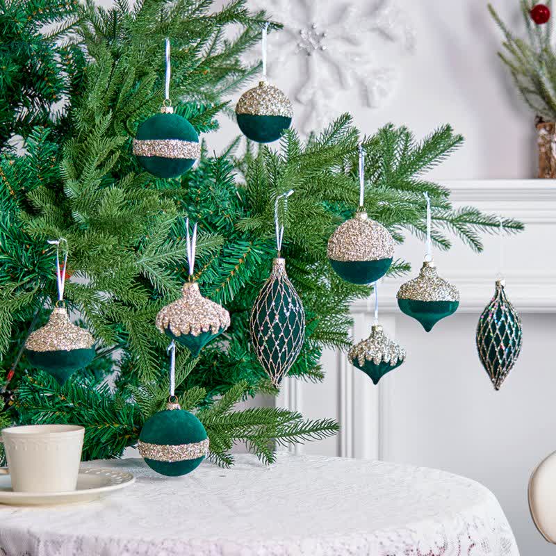 Taillod Christmas Velvet Balls With Glitter Accents
