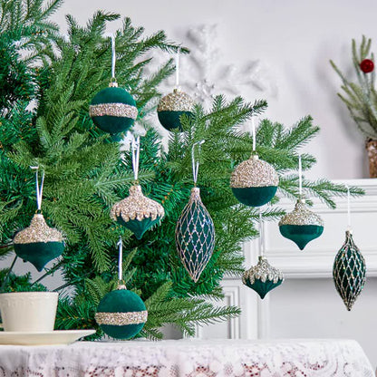 Taillod Christmas Velvet Balls With Glitter Accents