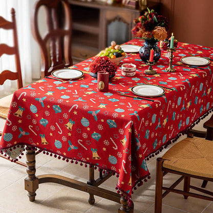 Taillod Jingle Bell Print Christmas Tablecloth