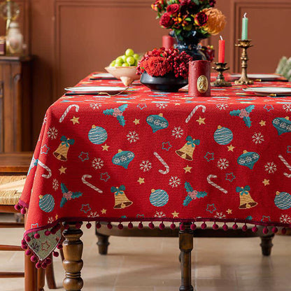 Taillod Jingle Bell Print Christmas Tablecloth