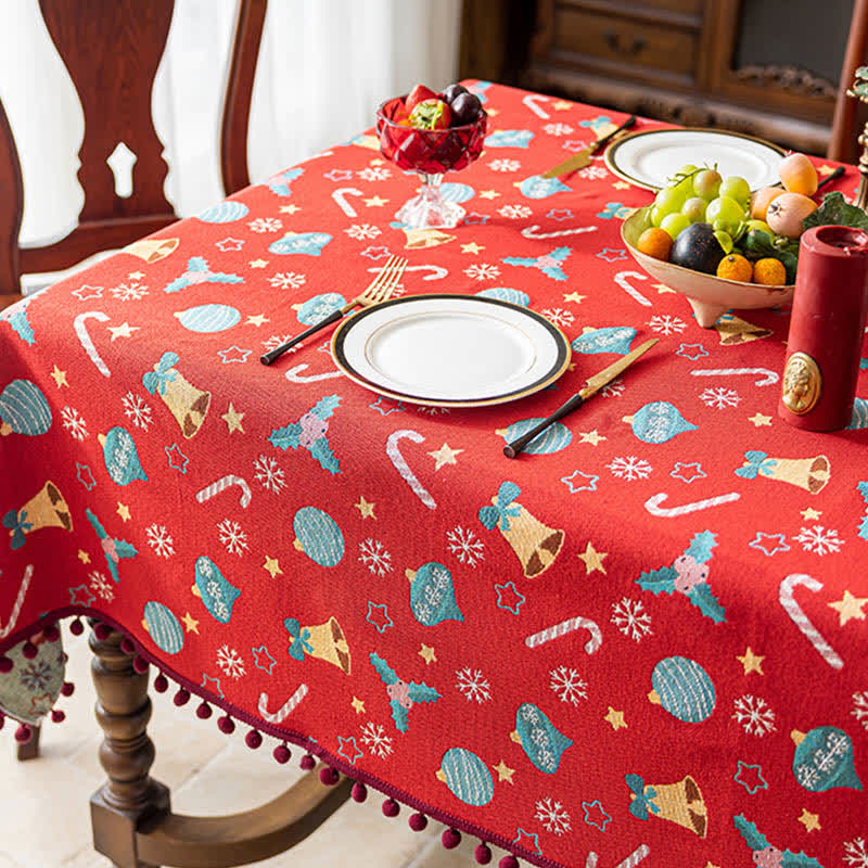 Taillod Jingle Bell Print Christmas Tablecloth
