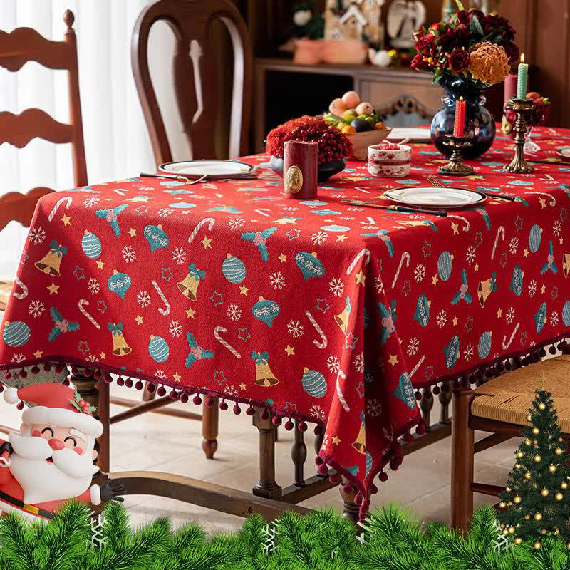 Taillod Jingle Bell Print Christmas Tablecloth