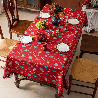 Taillod Jingle Bell Print Christmas Tablecloth