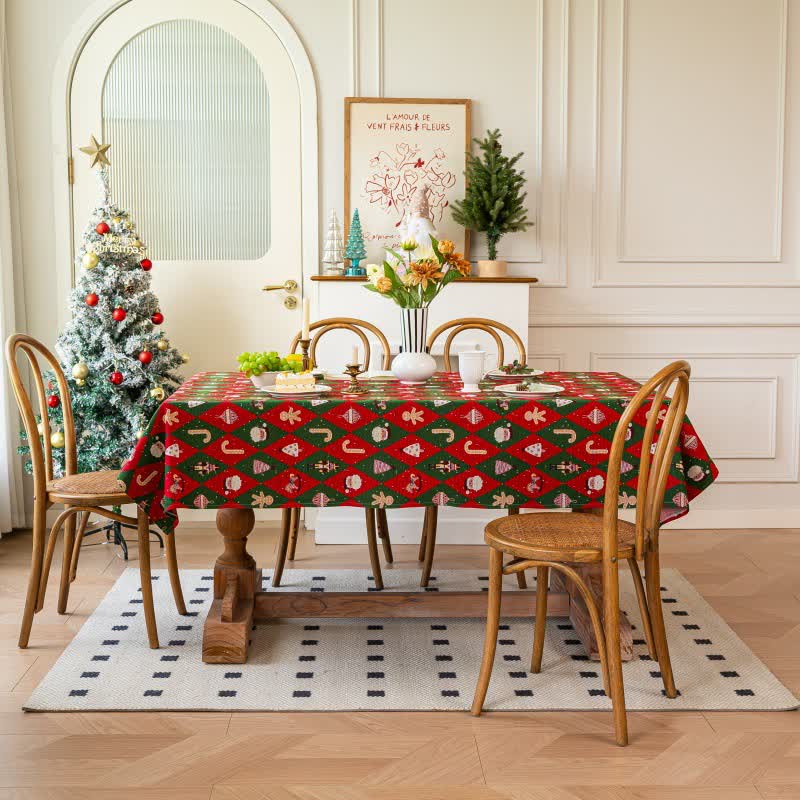 Taillod Christmas Inspired Diamond Plaid Tablecloth