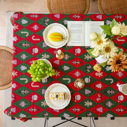 Taillod Christmas Inspired Diamond Plaid Tablecloth