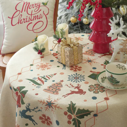 Taillod Christmas Bell Elk Tassel Tablecloth