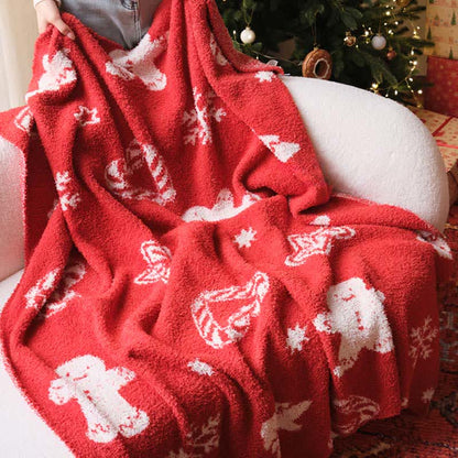 Taillod Christmas Gingerbread Man Knit Throw Blanket