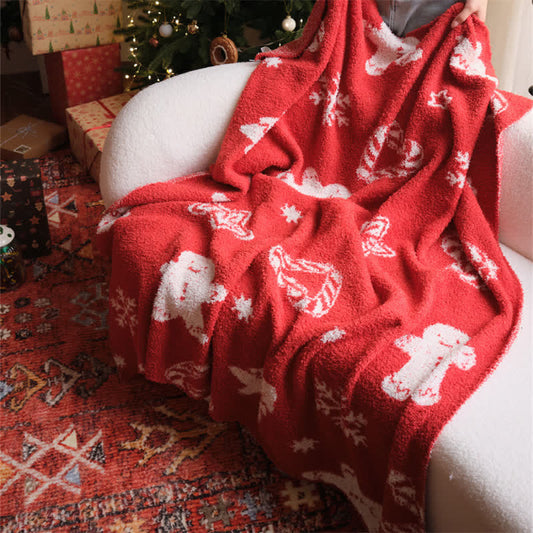 Taillod Christmas Gingerbread Man Knit Throw Blanket