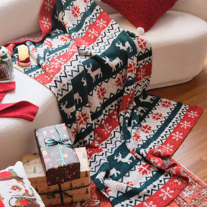 Taillod Christmas Fair Isle Reindeer Throw Blanket