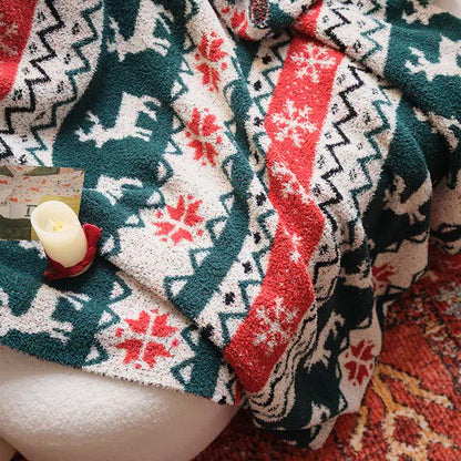 Taillod Christmas Fair Isle Reindeer Throw Blanket