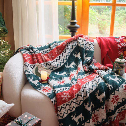 Taillod Christmas Fair Isle Reindeer Throw Blanket
