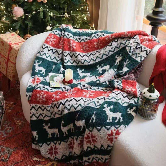 Taillod Christmas Fair Isle Reindeer Throw Blanket