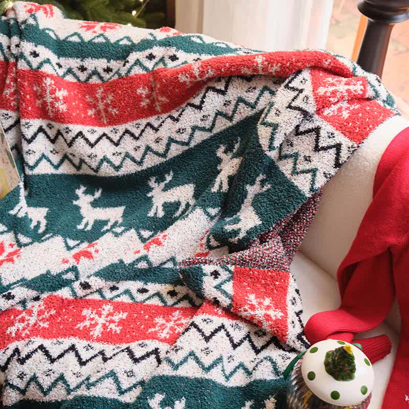 Taillod Christmas Fair Isle Reindeer Throw Blanket