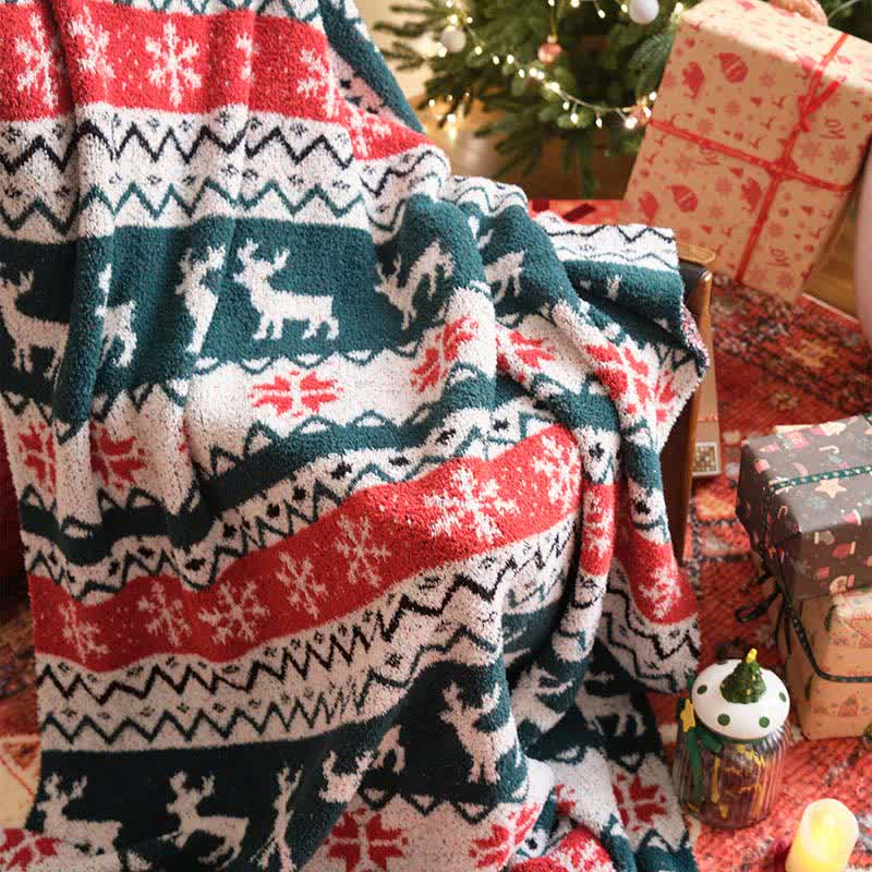 Taillod Christmas Fair Isle Reindeer Throw Blanket