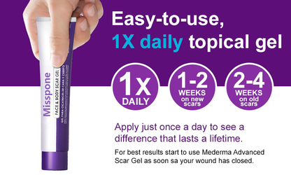 💙 UKCA-Certified ✅Misspone® Scar Gel – Clinically Proven to Fade Surgical, Acne, Burn & Trauma Scars